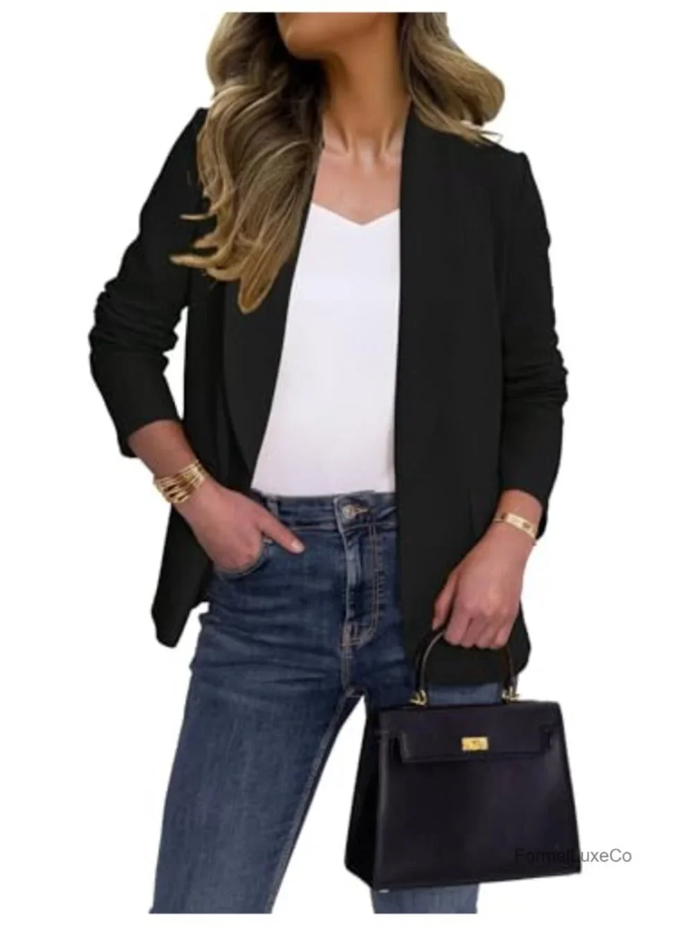 Womens Blazer Business Casual Lapel Collar Long Sleeve Open Front Work Office